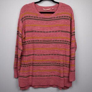 Soft Surroundings Lisabetta Art pink 3D knit stripe sweater-M